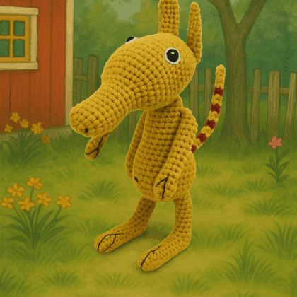 Muckla horgolt figura – kézzel készült amigurumi baba a Pettson és Findusz meséből