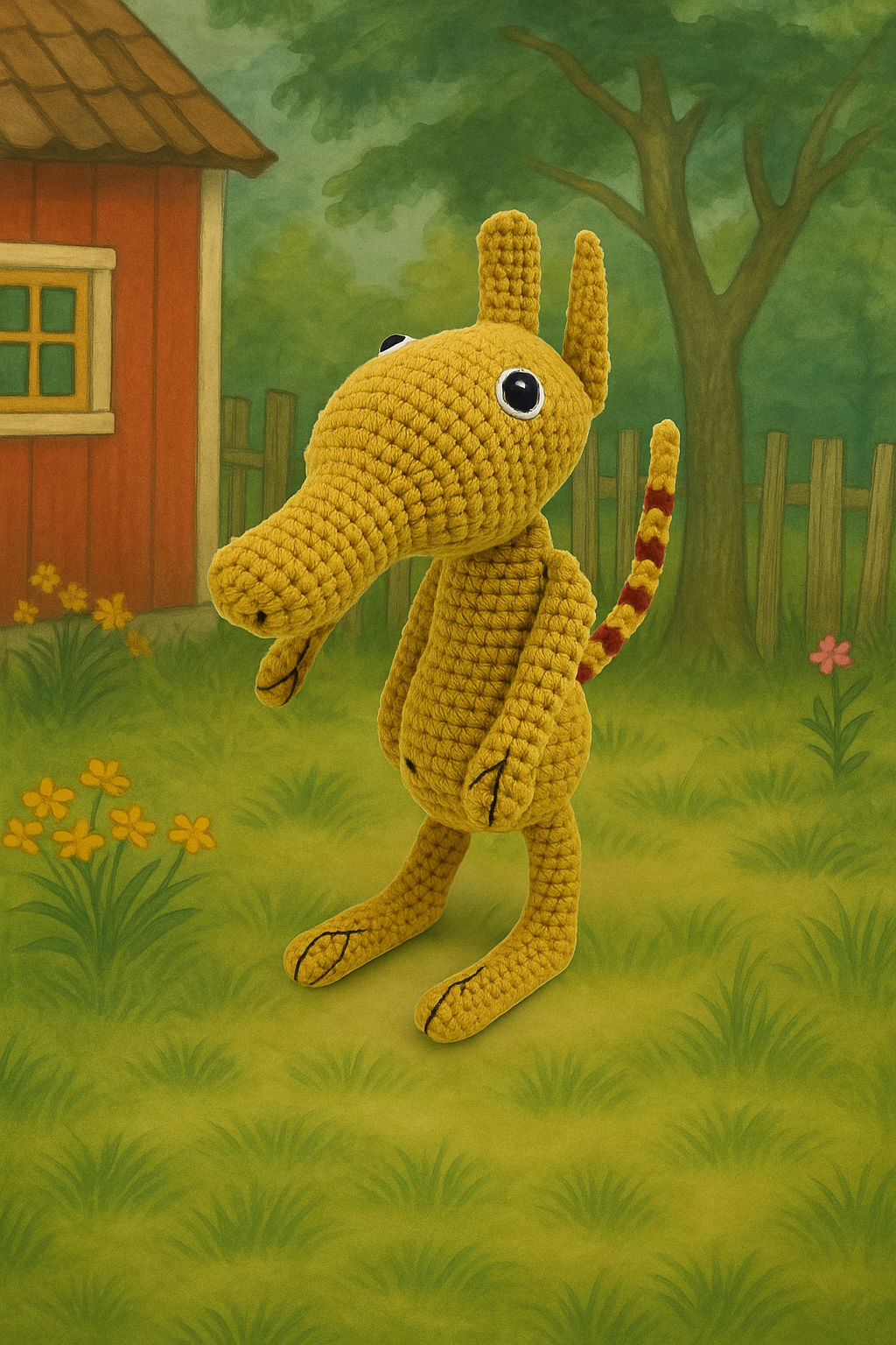 Muckla horgolt figura – kézzel készült amigurumi baba a Pettson és Findusz meséből