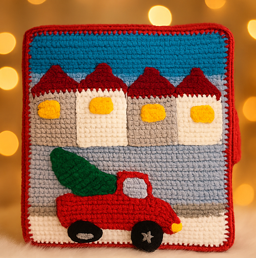 Horgolt karácsonyi mesekönyv – interaktív quiet book gyerekeknek