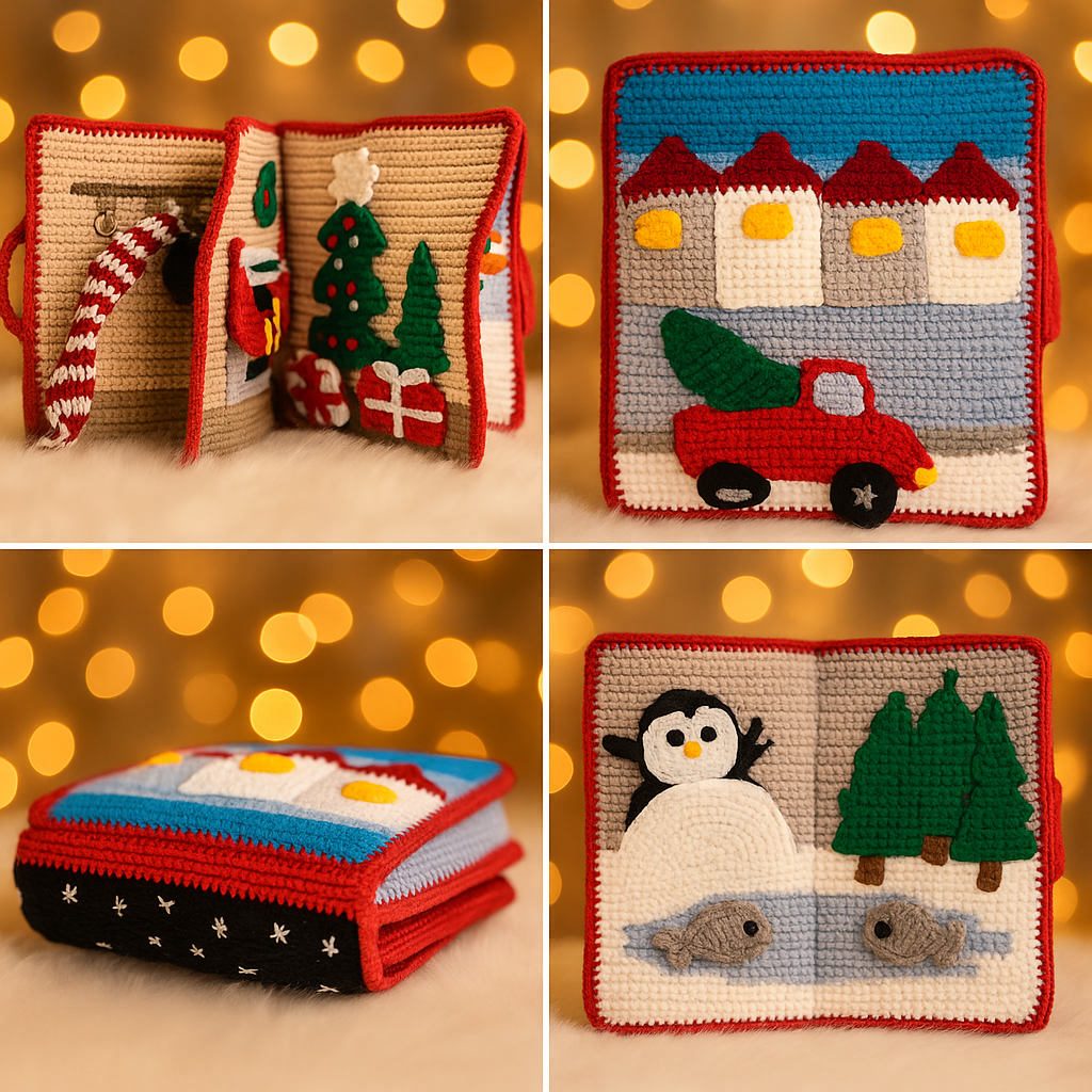 Horgolt karácsonyi mesekönyv – interaktív quiet book gyerekeknek - Image 8