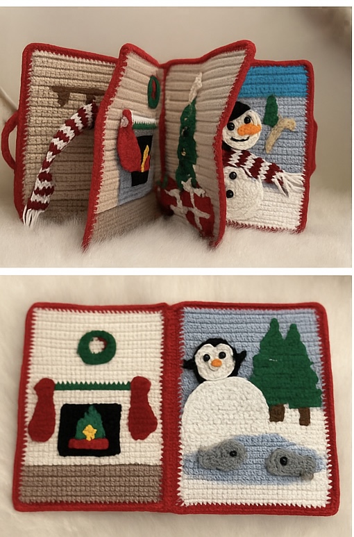 Horgolt karácsonyi mesekönyv – interaktív quiet book gyerekeknek - Image 12