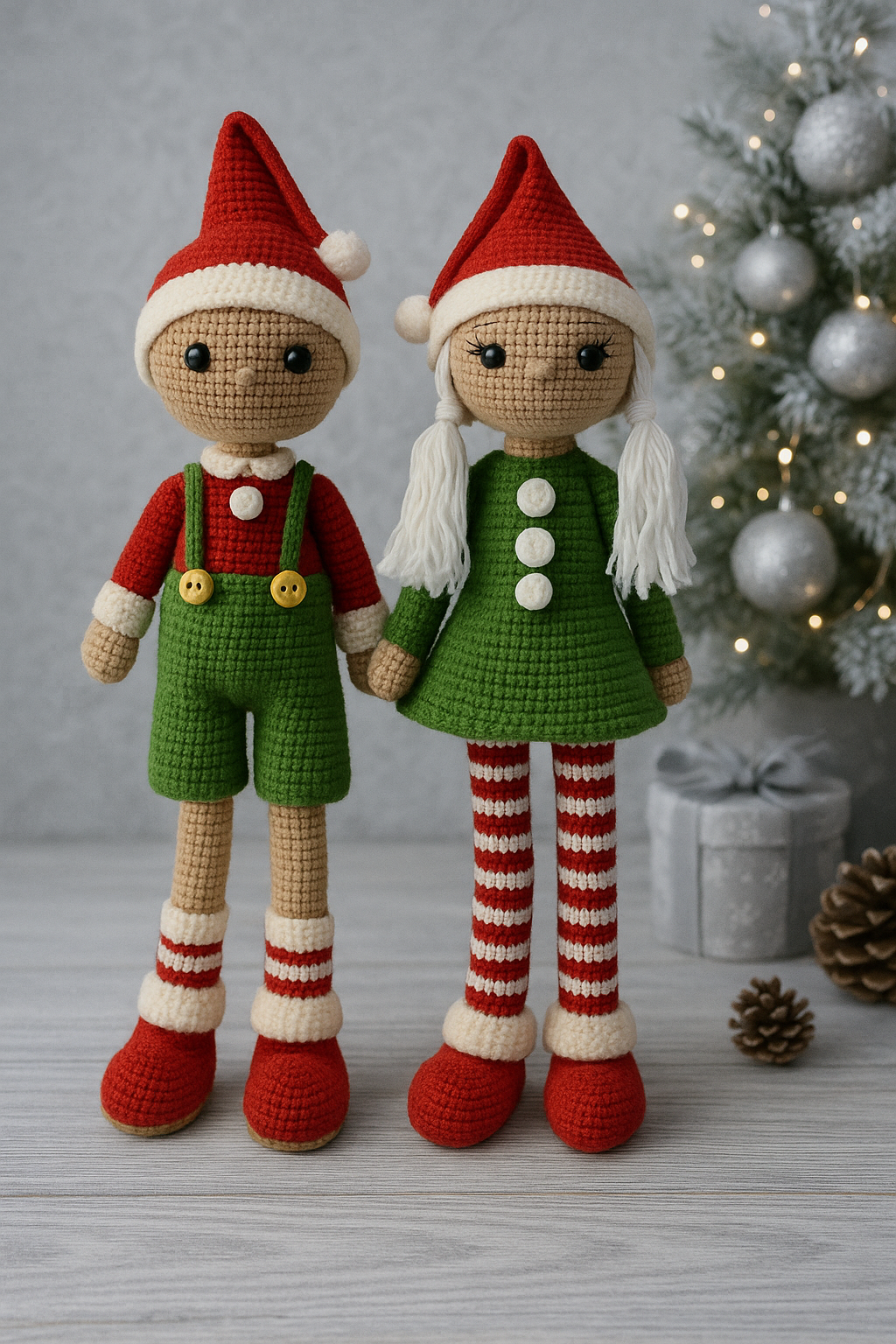 Karácsonyi manó lány – kézzel horgolt skandináv dekoráció - Image 4