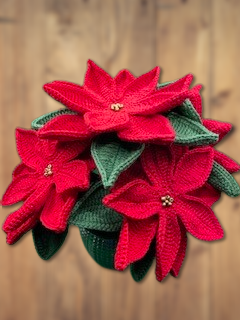 Horgolt Mikulásvirág csokor – kézműves karácsonyi dekoráció - Image 2