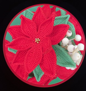 Horgolt Mikulásvirág csokor – kézműves karácsonyi dekoráció - Image 9