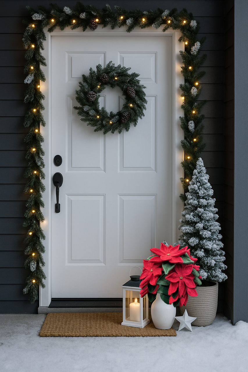 Horgolt Mikulásvirág csokor – kézműves karácsonyi dekoráció - Image 4